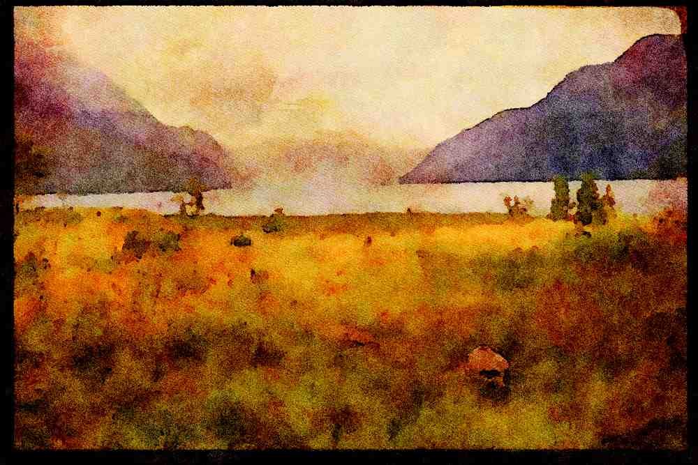 Pacific Coastlines 117093 Cahuelmo Fiord, Chile A4 Limited Edition Watercolour Print