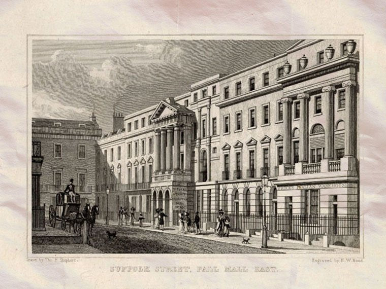 Pall Mall London England Shepherd 1827 Vintage A4 Photo Print