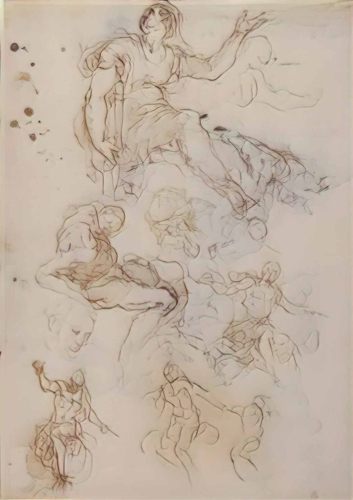 Palma il Giovane figure studies seated female holding a book two head Art A4 Photo Print