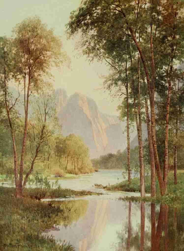 Palmer Harold Sutton 1854 1933 California 1914 The Three Brothers Yosemite Valley Vintage A4 Photo Print