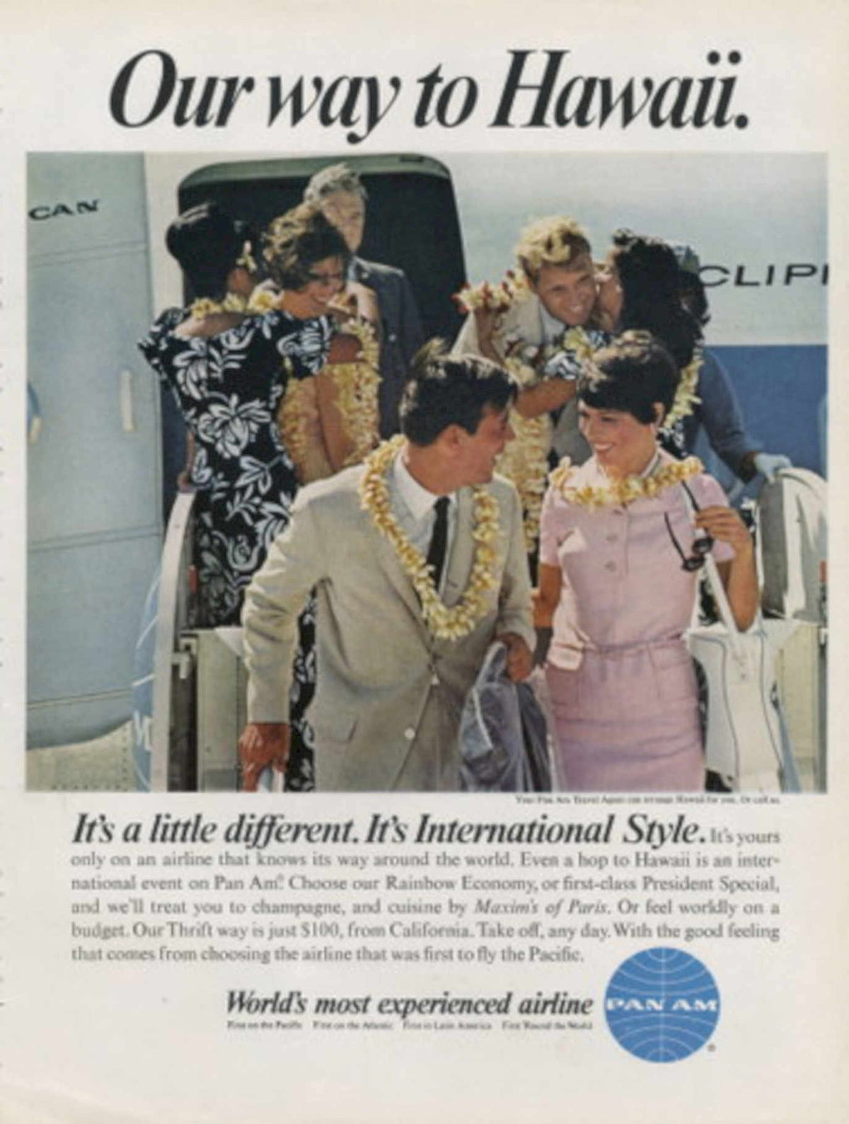 Pan Am Hawaii 1960s Vintage Retro Advert