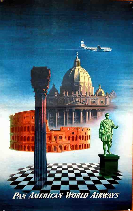 PanAmRome Vintage Advert A4 Photo Print