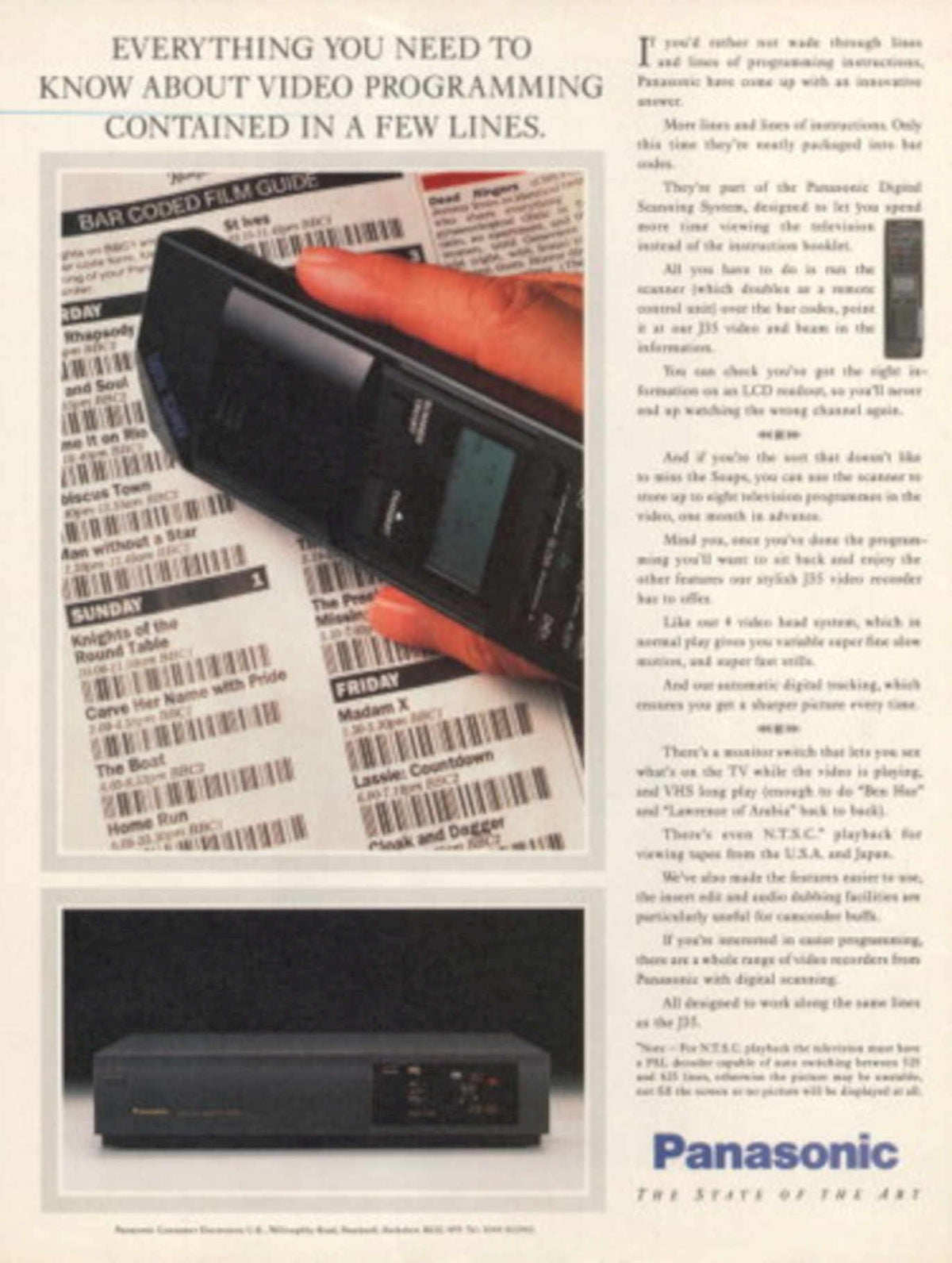 Panasonic Scanner Filmguide 1980s Vintage Retro Advert