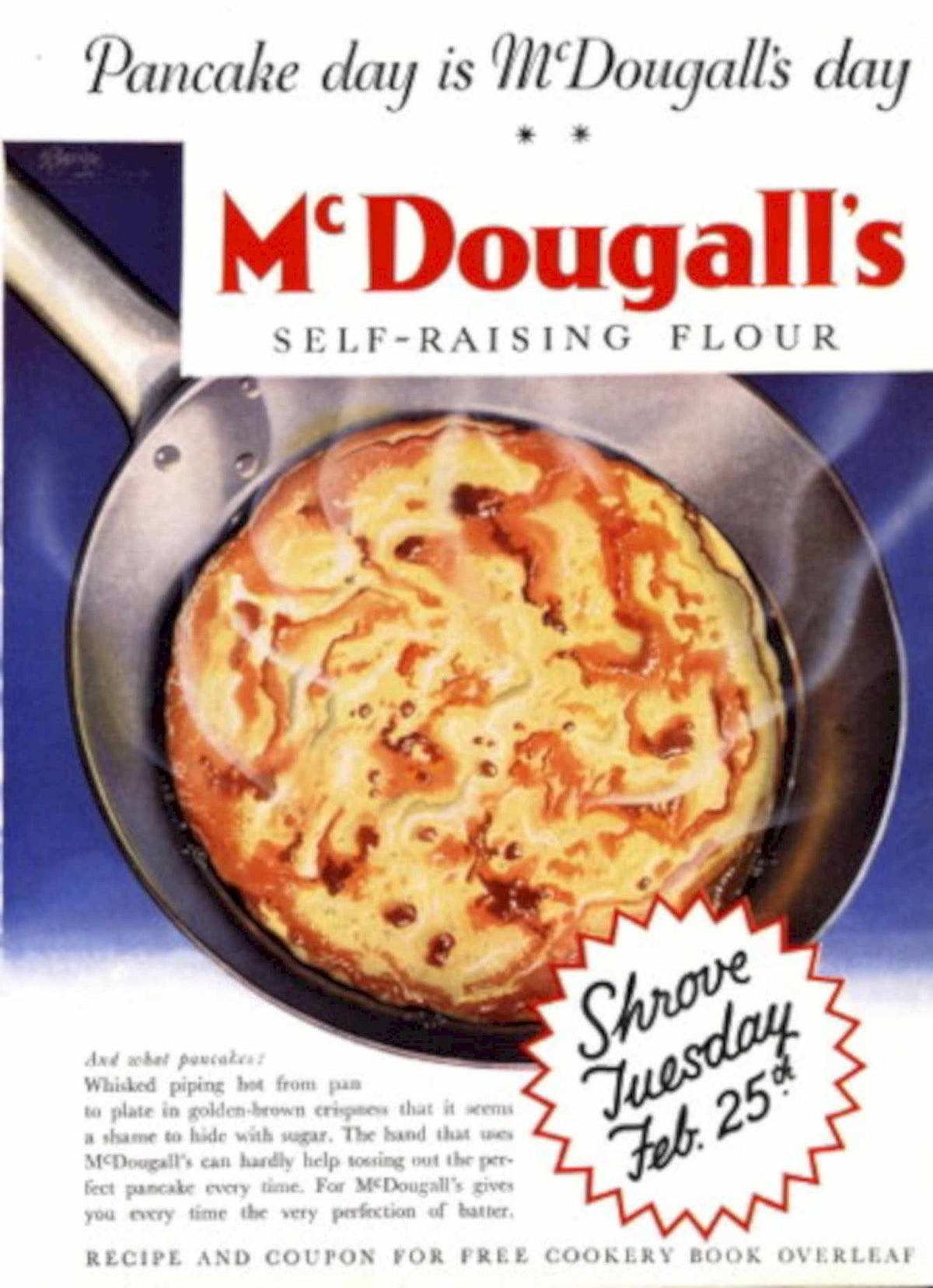 Pancake Flour Mcdougall 1960s Vintage Retro Advert