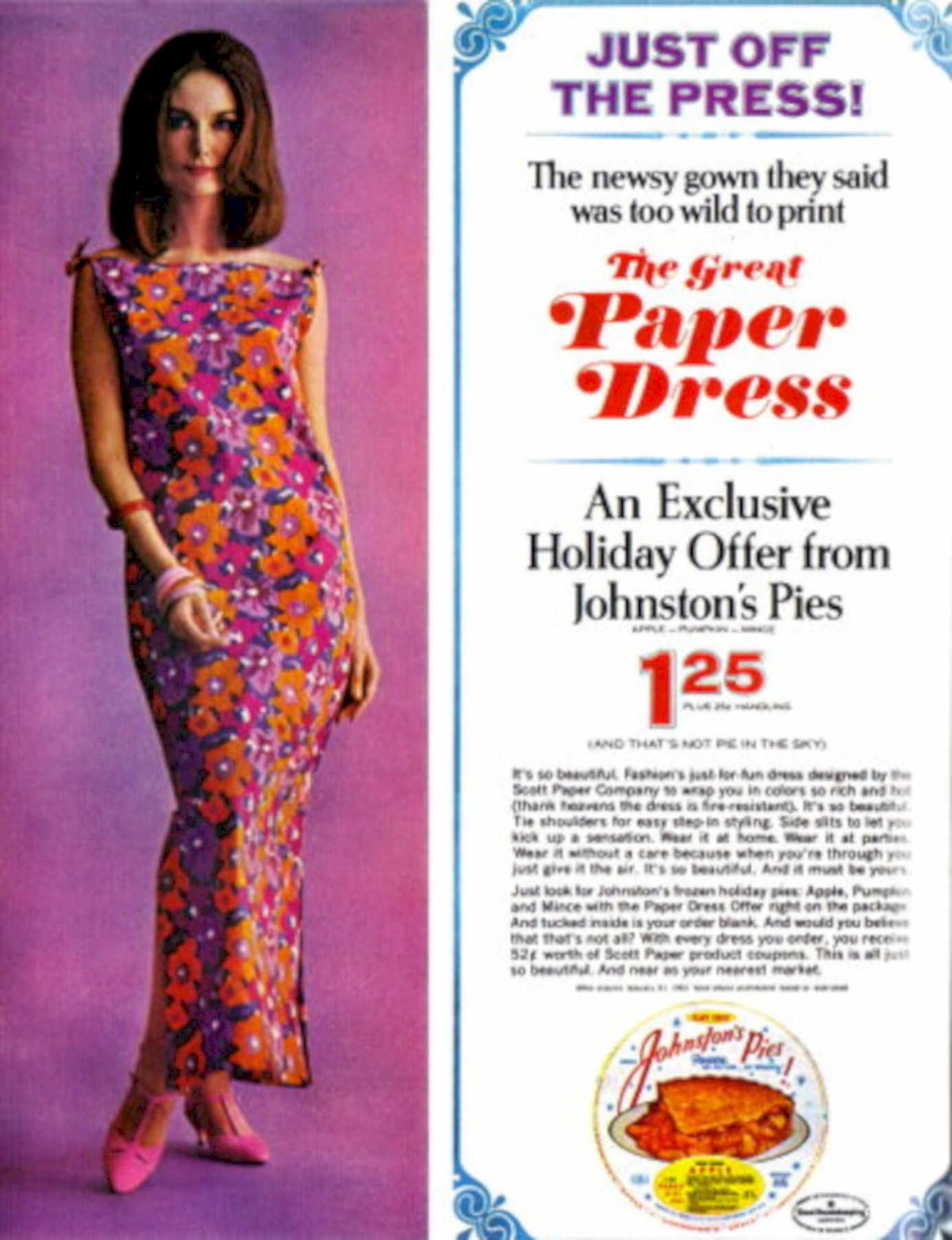Paper Dress Holiday 1960s Vintage Retro Advert