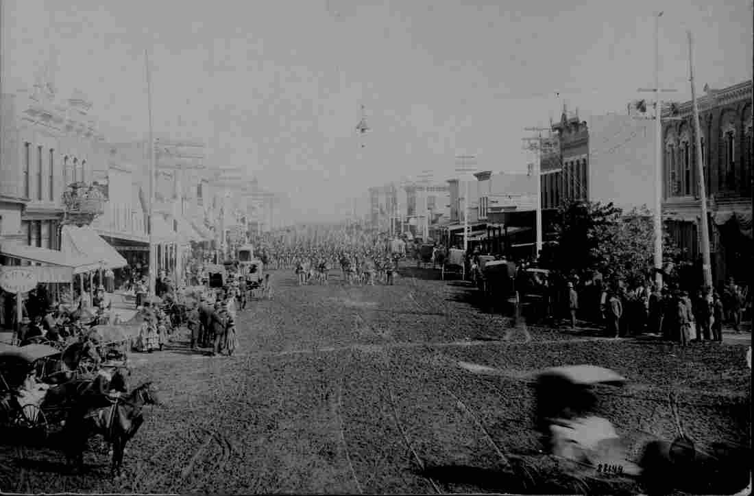 Parade of US Infantry through Kearney Nebraska 1888 Military A4 Photo Print