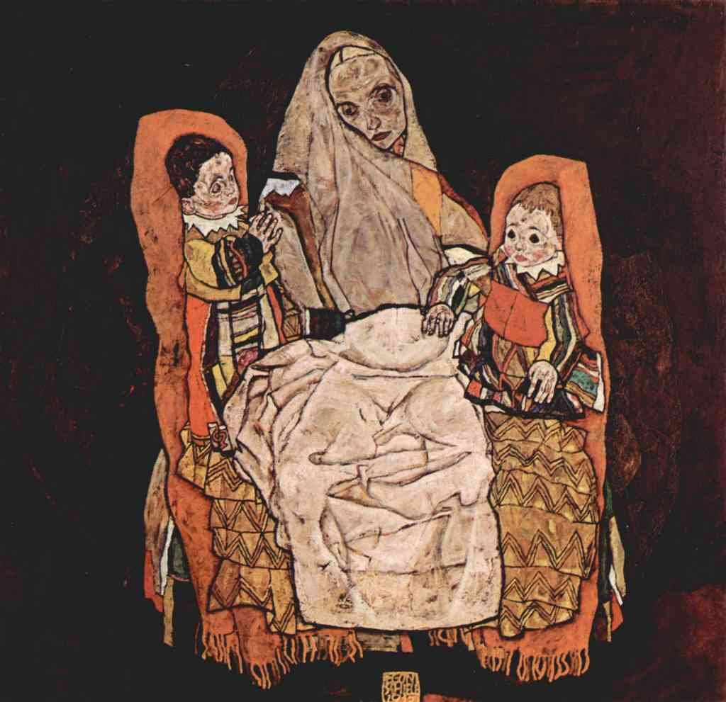 Parent With Two Children The Mother Schiele A4 Photo Print