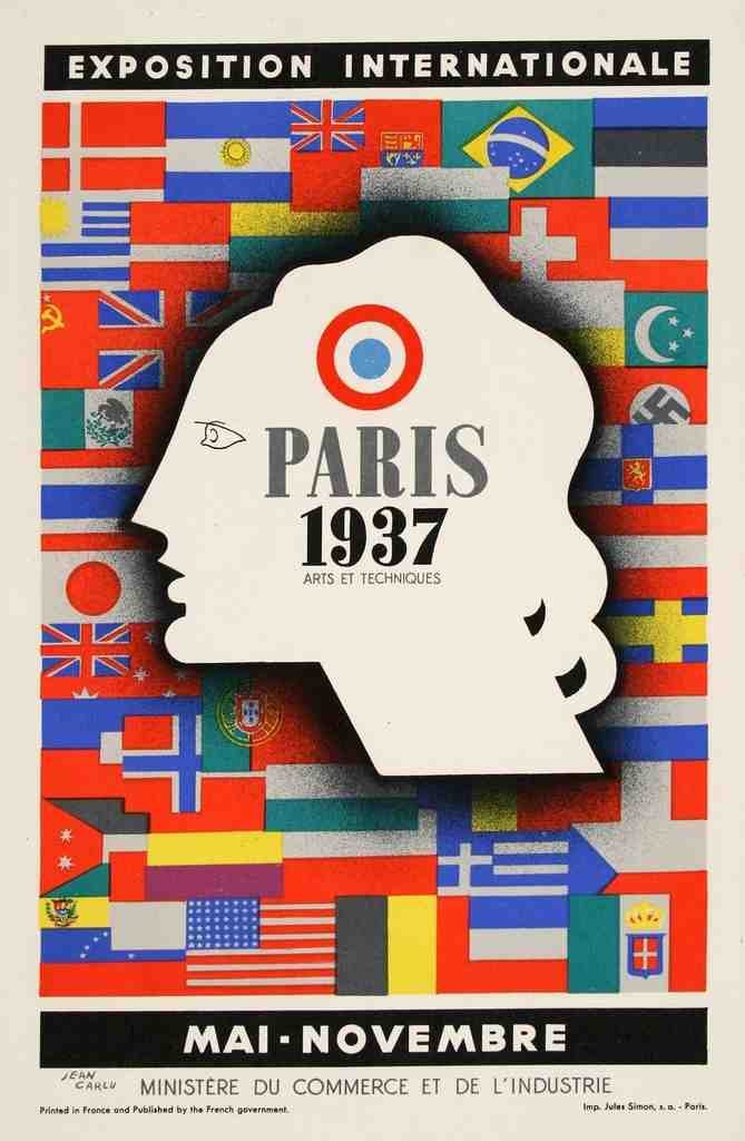 Paris 1937 Exhibition Carlu French Flags Vintage Advert A4 Photo Print
