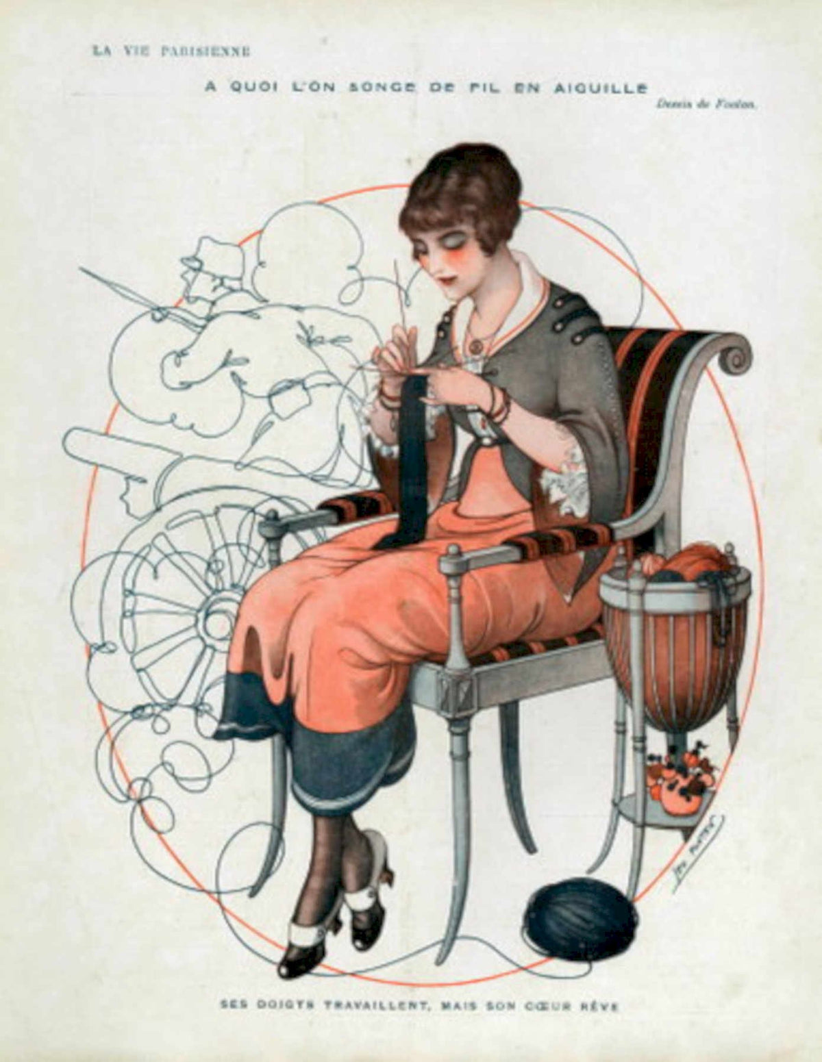 Paris Woman Knitting World War 2 ii 1 Vintage Retro Advert