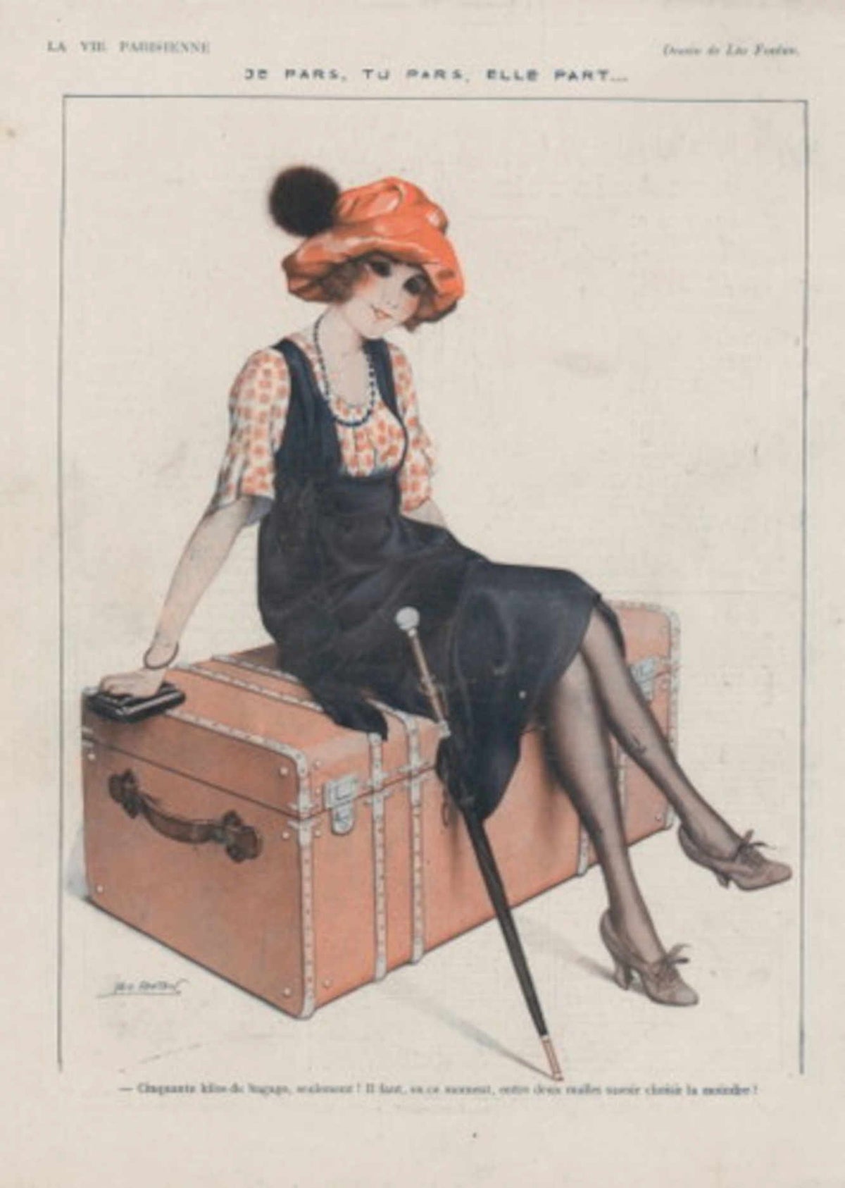 Paris Woman Suitcase La Vie Parisienne Vintage Retro Advert
