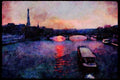 Paris visit 223001 Bateau mouche On The Seine, With Eiffel Tower In The Background A4 Limited Edition Watercolour Print