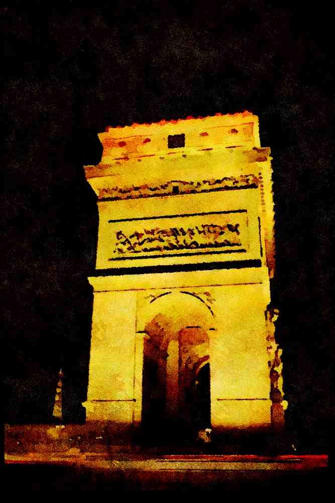 Paris visit 223010 Arc De Triomphe At Night, Paris A4 Limited Edition Watercolour Print