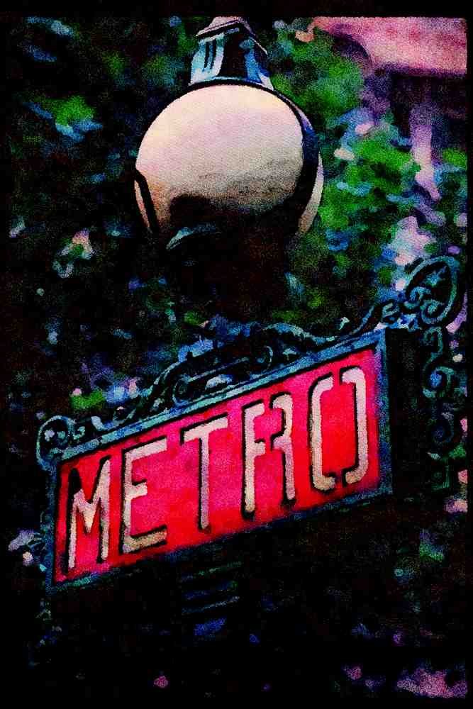 Paris visit 223019 Art Deco Sign For A _Metro_ Train Station A4 Limited Edition Watercolour Print