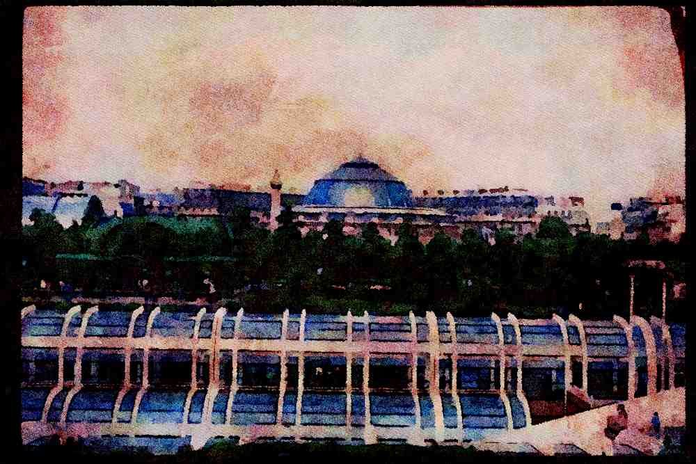 Paris visit 223032 View Of The Forum Les Halles, Paris A4 Limited Edition Watercolour Print