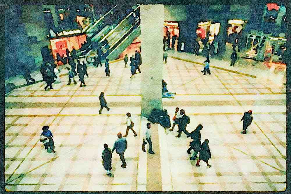 Paris visit 223035 An Underground Square In The Forum Les Halles, Paris A4 Limited Edition Watercolour Print