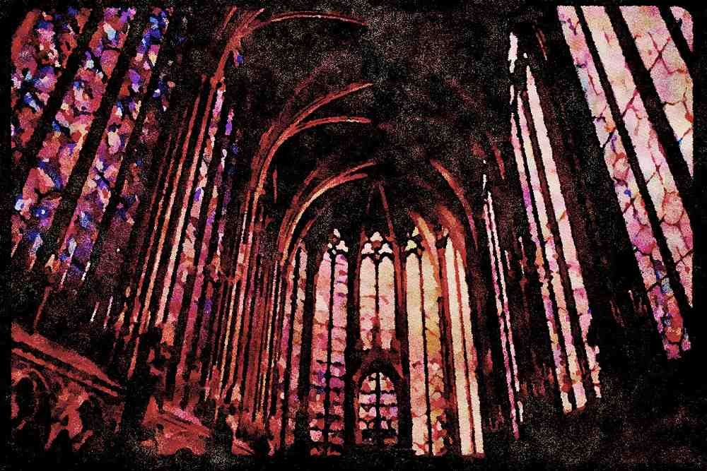 Paris visit 223040 Gothic Interior Of Sainte Chapelle, Paris A4 Limited Edition Watercolour Print
