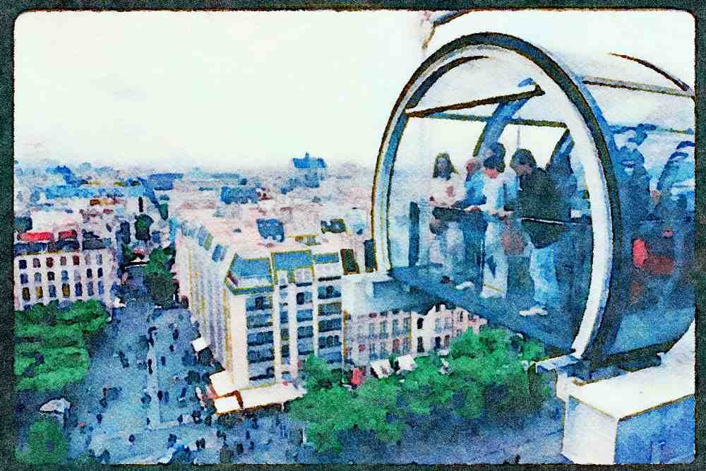 Paris visit 223066 Vista Point From The Pompidou Center, Paris A4 Limited Edition Watercolour Print