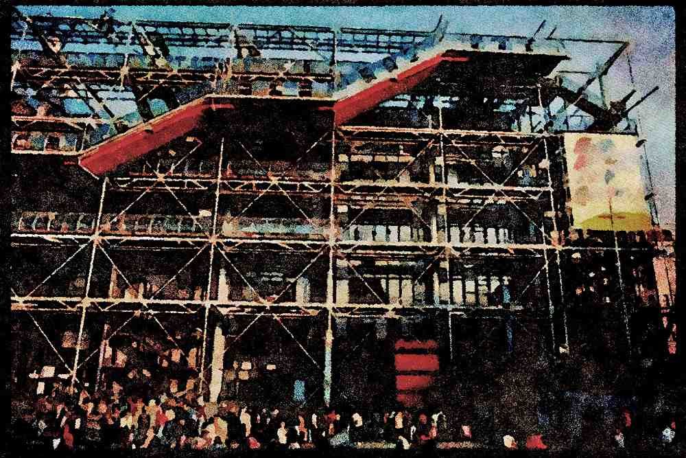Paris visit 223068 Main Facade Of The Pompidou Center, Modern Art Museum A4 Limited Edition Watercolour Print