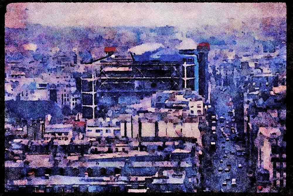 Paris visit 223070 View Of The Pompidou Center In The Beaubourg A4 Limited Edition Watercolour Print