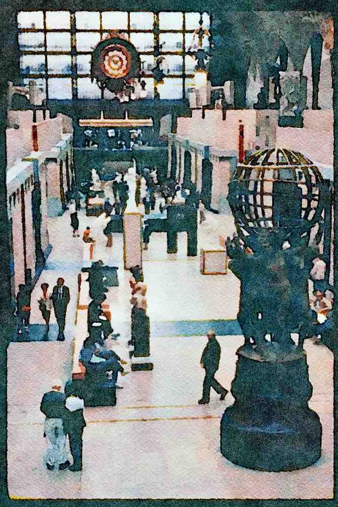 Paris visit 223081 Main Hall, Musee D'Orsay, Paris A4 Limited Edition Watercolour Print