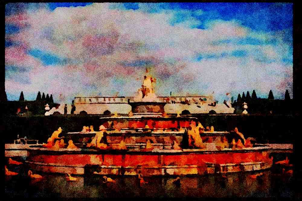 Paris visit 223094 Fountains On The Grounds Of Louis XIV's Palace A4 Limited Edition Watercolour Print