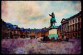 Paris visit 223096 Equestrian Statue In The Courtyard Of Louis XIV's Palace A4 Limited Edition Watercolour Print