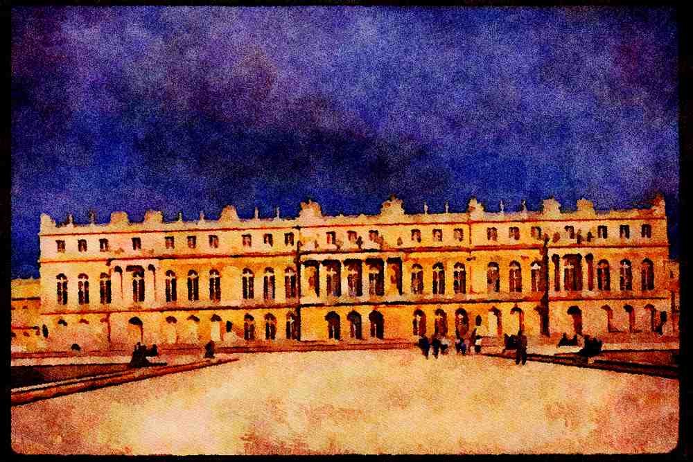 Paris visit 223098 Versailles Palace, As Seen From The Water Terrace A4 Limited Edition Watercolour Print