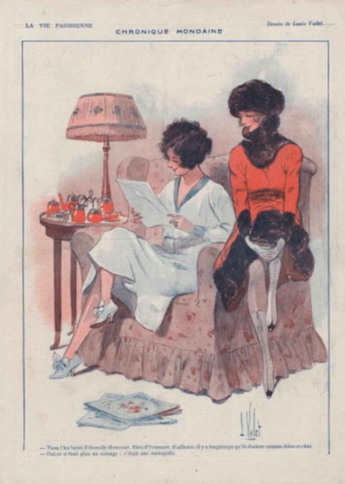 Parisian Ladies Reading La Vie Parisienne Vintage Retro Advert