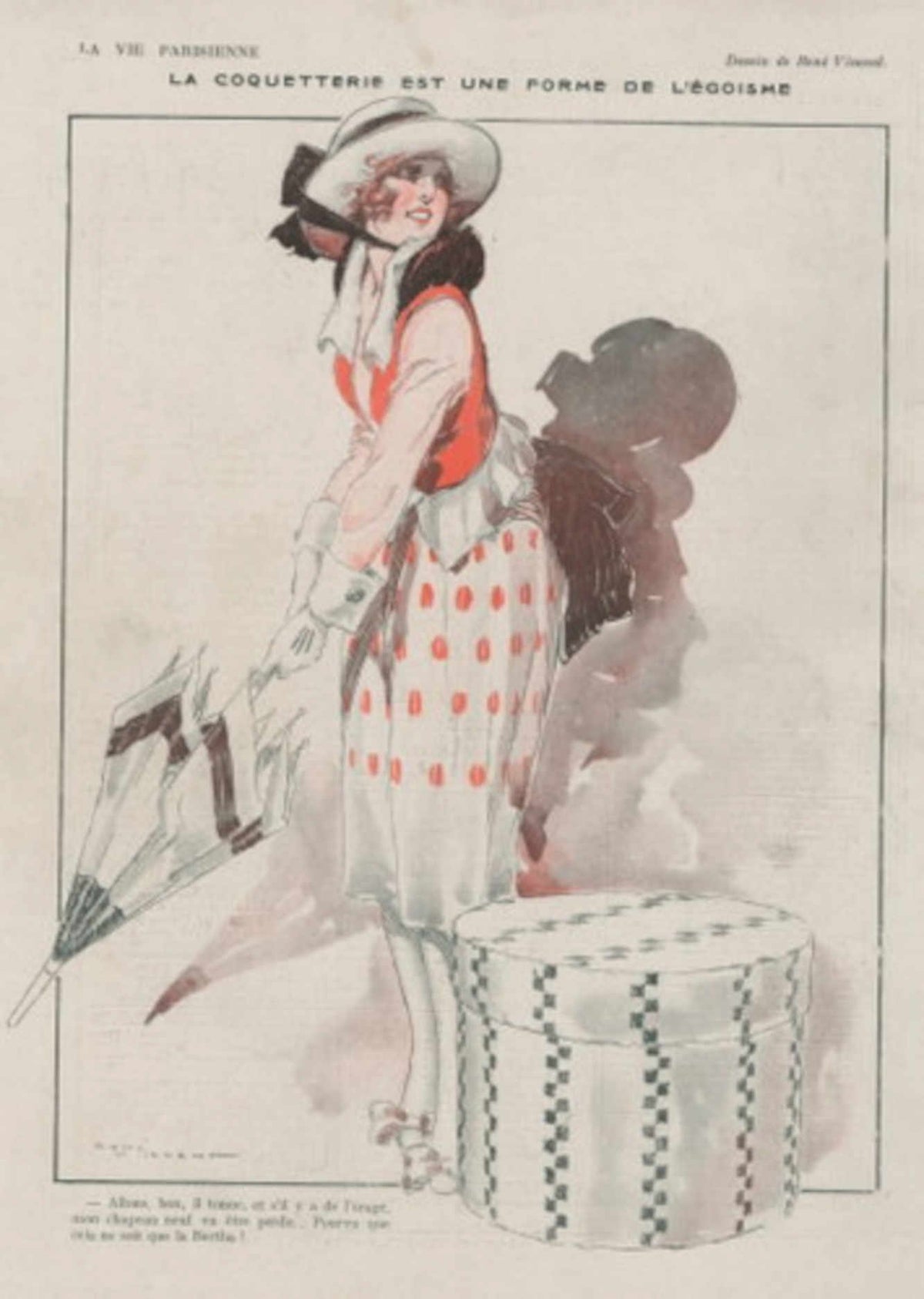 Parisian Woman Parasol La Vie Parisienne Vintage Retro Advert