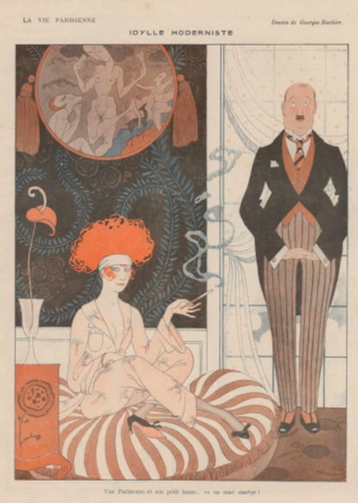 Parisian Woman Smoke La Vie Parisienne Vintage Retro Advert