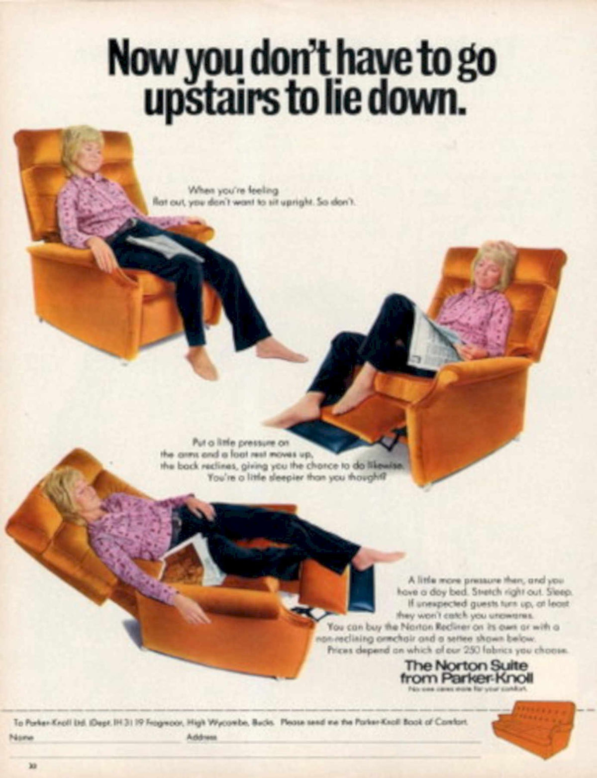 Parker Knoll Recliners 1970s Vintage Retro Advert