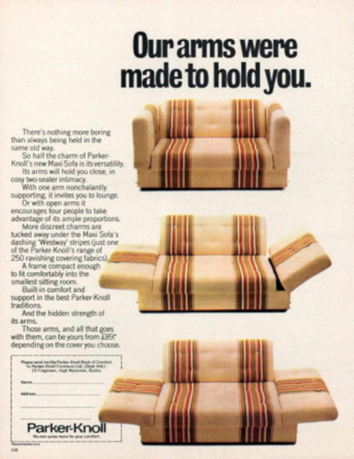 Parker Knoll Sofa 1 1970s Vintage Retro Advert