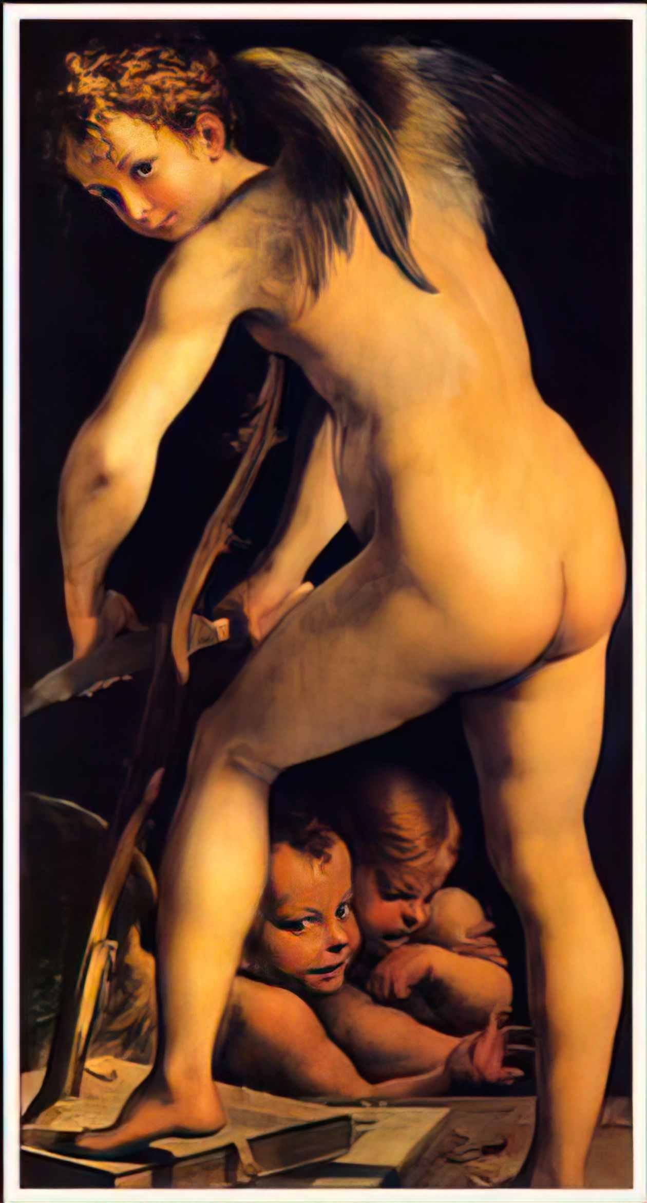 Parmigianino amor carving his bow 1524 Art A4 Photo Print