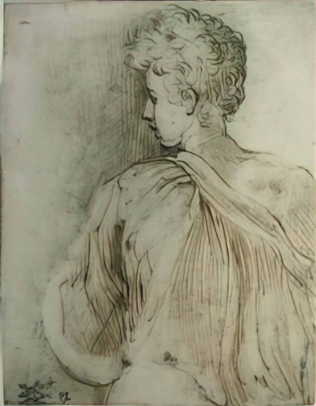 Parmigianino young man seen from behind face in profile Art A4 Photo Print