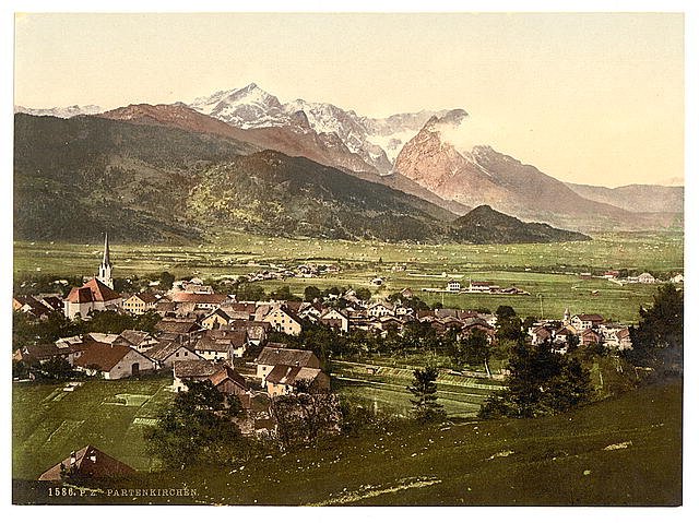 Partenkirchen general view I Upper Bavaria Vintage A4 Photo Print