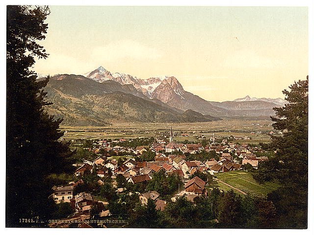 Partenkirchen general view II Upper Bavaria Vintage A4 Photo Print