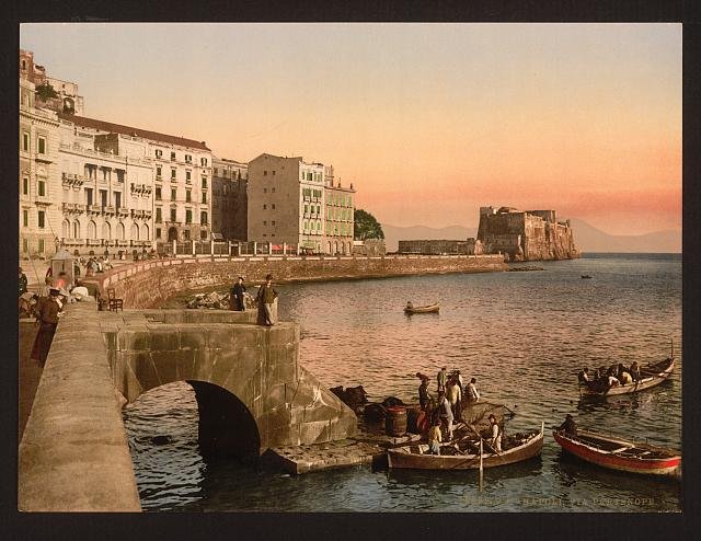 Partenope Street Naples Vintage A4 Photo Print