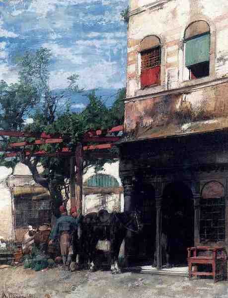 Pasini Alberto In The Courtyard A4 Photo Print