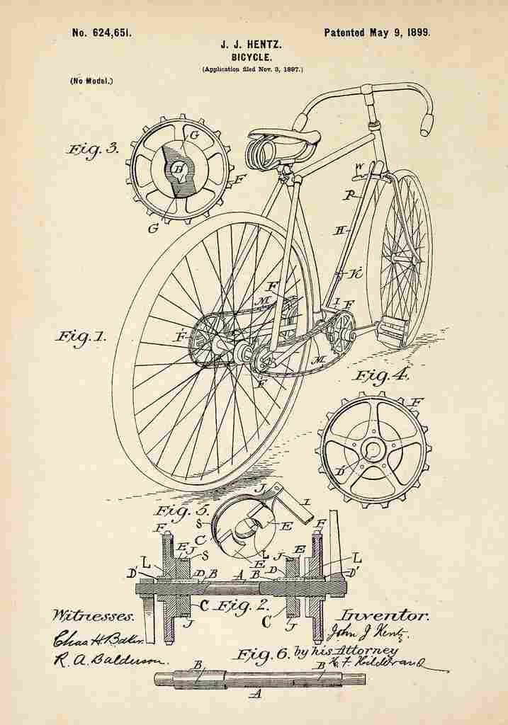 Patent Blueprint 14 Bicycle A4 Photo Print