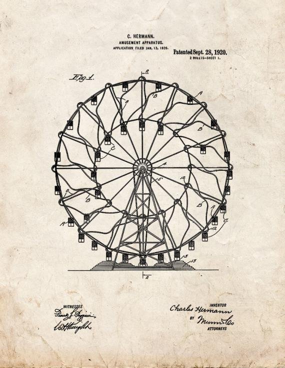 Patent Blueprint 1592 1 12 A4 Photo Print