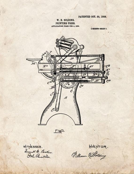 Patent Blueprint 1613 1 12 A4 Photo Print