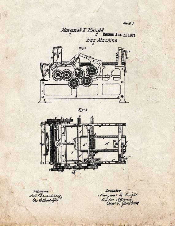 Patent Blueprint 1833 1 12 A4 Photo Print