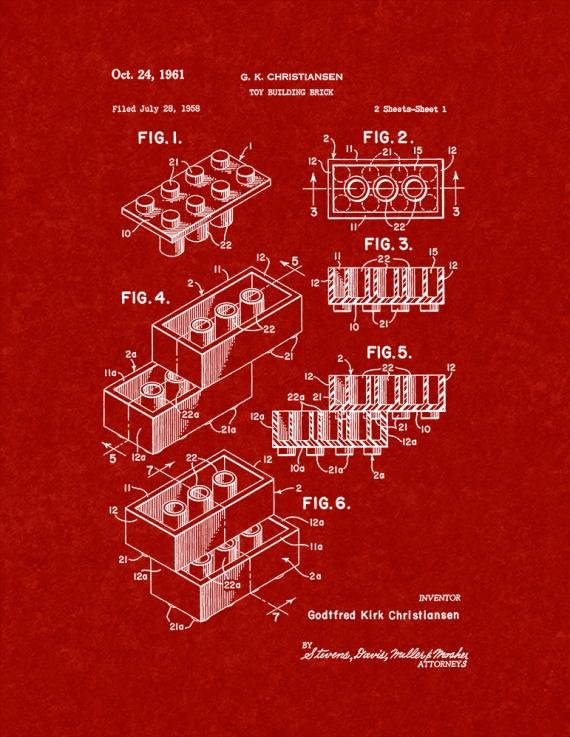 Patent Blueprint 203 1 12 80 paper red A4 Photo Print