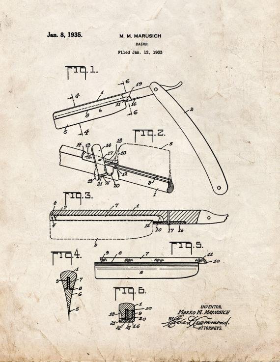 Patent Blueprint 2233 1 12 A4 Photo Print