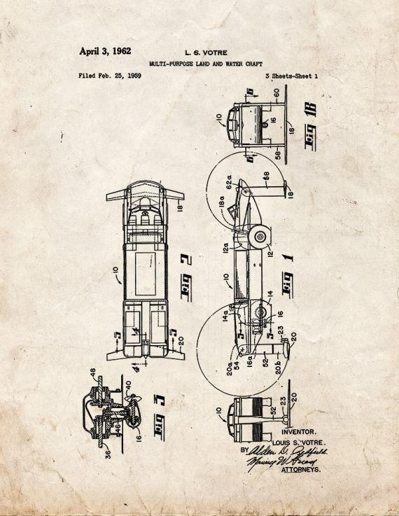 Patent Blueprint 3701 1 12 A4 Photo Print