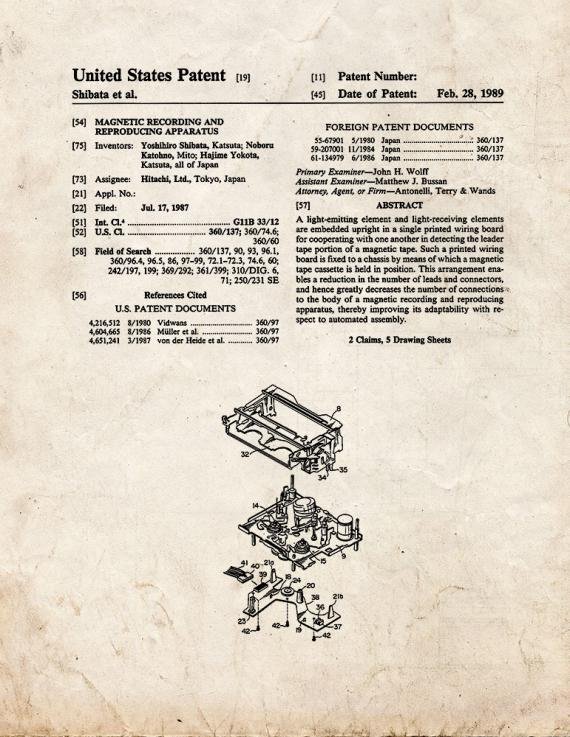 Patent Blueprint 5182 1 12 A4 Photo Print