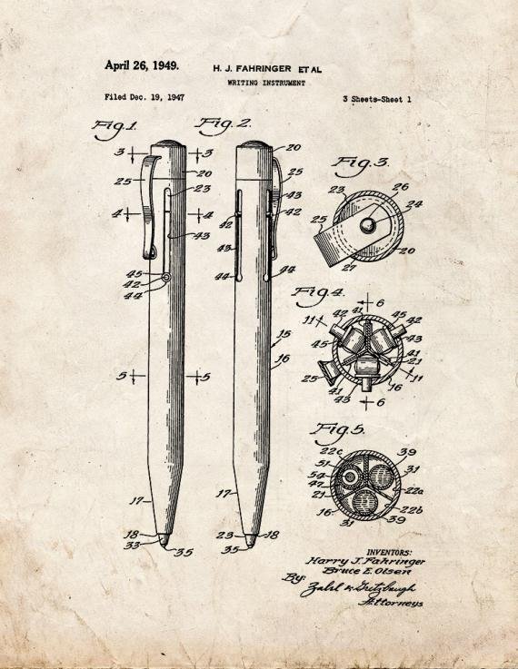 Patent Blueprint 5240 1 12 A4 Photo Print
