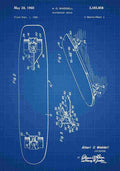 Patent Blueprint 55 Skateboard blue A4 Photo Print