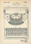 Patent Blueprint 66 Typewriter A4 Photo Print
