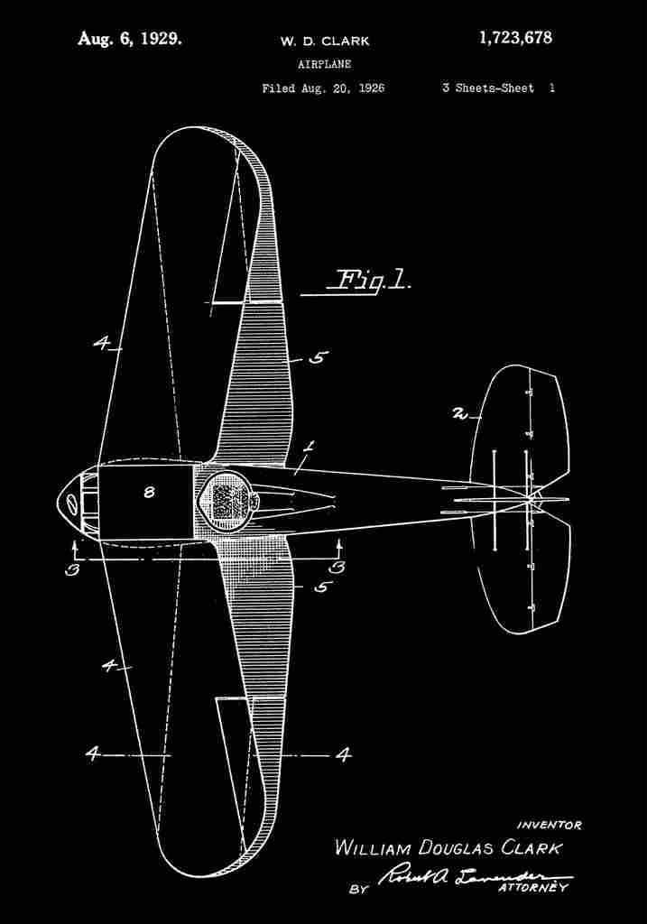 Patent Blueprint 74 Plane black A4 Photo Print